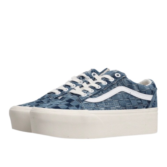 Vans Old Skool Stackform Checkerboard Skate Shoe Woven Denim - Picture 7 of 16
